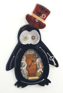 Steampunk Penguin Red Hat ($125) 10" x 6"  SOLD ORDER A CUSTOM ONE