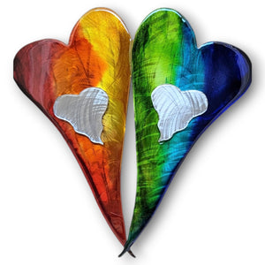 Metal Art Gift: "Love Is" Double Rainbow Heart by Kristen Hoard ($225)