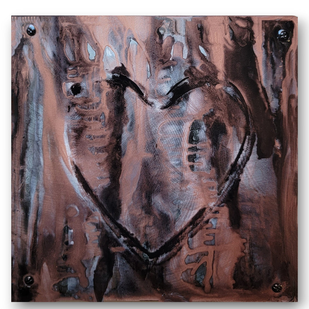 Copper and Black Heart Art ($135) SOLD