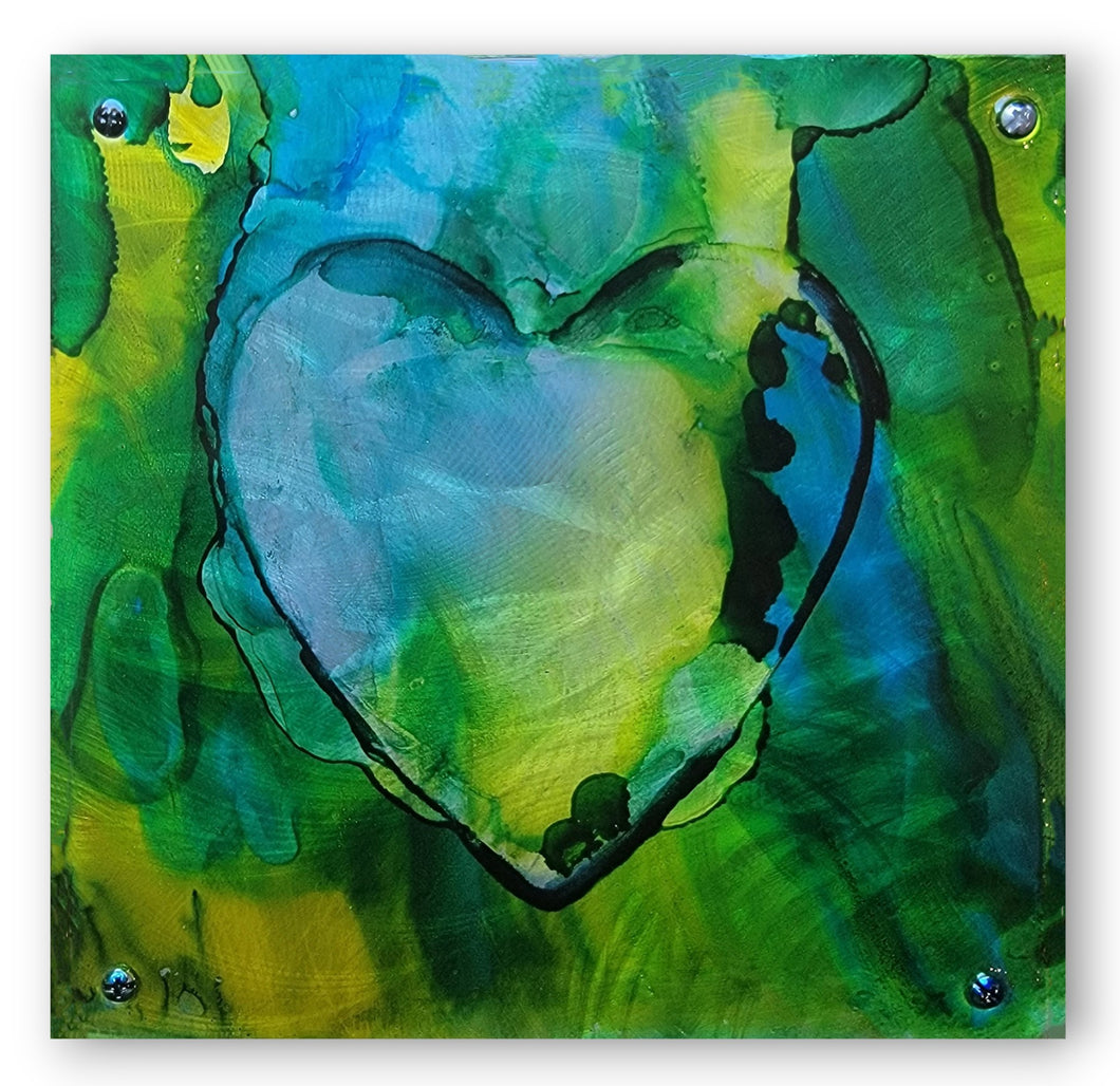 Green and Blue Heart Art ($135) SOLD!