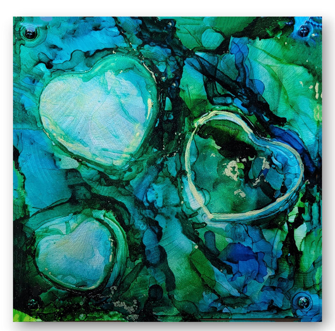 Green Blue Heart  ($135) SOLD!