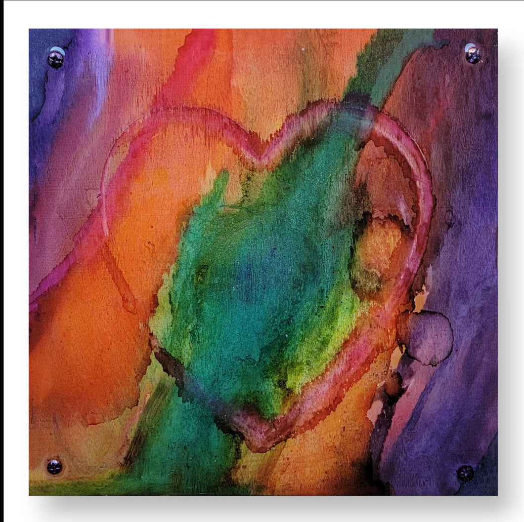 Orange and Green Heart Art ($135) SOLD!