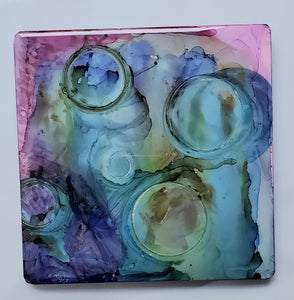 Abstracts - pink blue green circles 8" x 8"