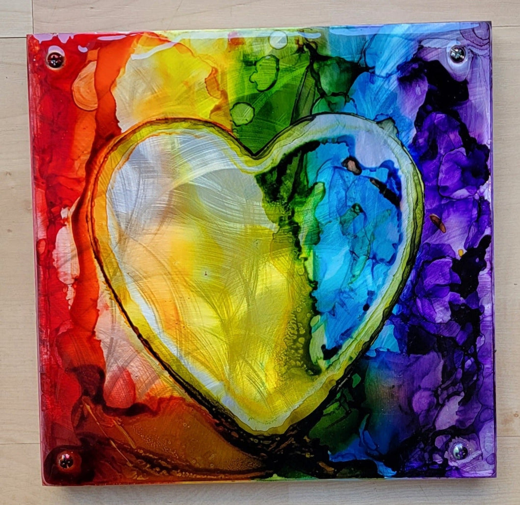 #11 Rainbow Heart  ($135) Original SOLD!