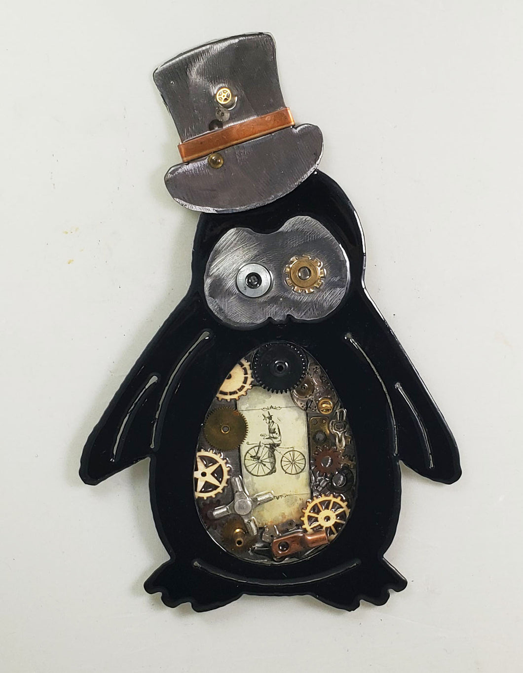 Steampunk Penguin Silver Hat ($125) 10