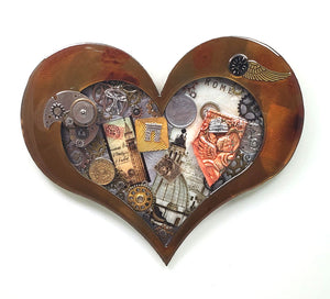 Steampunk Heart: Rome Patina ($140) 10" x 8" SOLD!  order a custom one!
