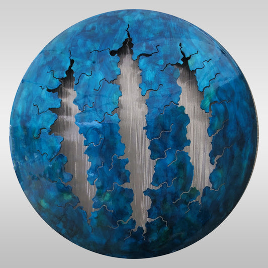 LED Art: Blue Fissures by Kristen Hoard ($900) 23" Diameter SOLD!