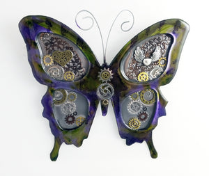 Steampunk Butterfly Fuschia ($125) 12" x 12"