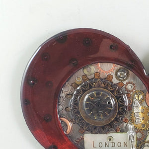Steampunk Heart: London Calling Red ($140) 10" x 8" SOLD Order a custom one!