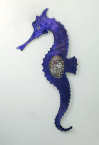 Steampunk Seahorse purple left facing ($125) 4" x 15"