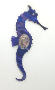 Steampunk Seahorse purple Right facing ($125) 4" x 15"